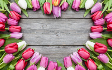 Картинка цветы тюльпаны сердце доски
