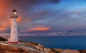 Картинка природа маяки море закат маяк