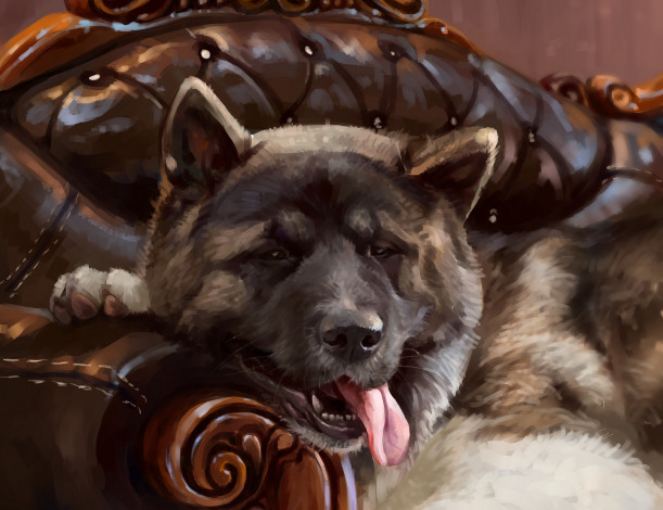 Обои картинки фото рисованное, животные,  собаки, диван