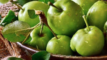 Картинка еда Яблоки яблоки капли зеленые