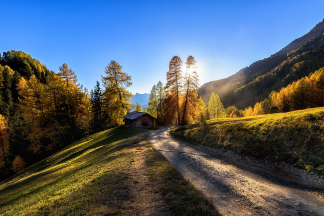 Обои картинки фото природа, дороги, осень, дорога, италия, горы