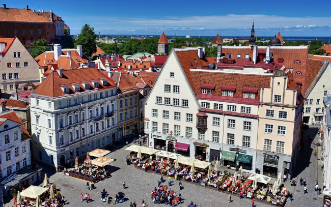 Обои картинки фото города, таллин , эстония, площадь, панорама