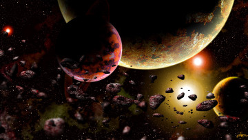 Картинка космос арт астероидиъы планеты