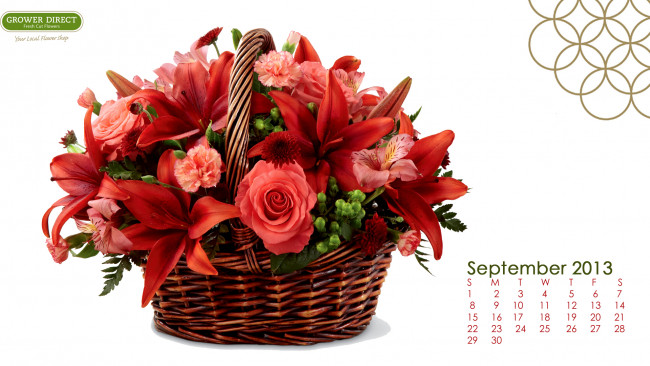 Обои картинки фото календари, цветы, хризантемы, гвоздики, розы, лилии