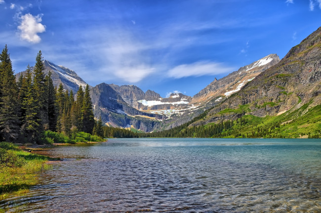 Обои картинки фото lake, josephine, glacier, national, park, montana, природа, реки, озера, горы, монтана, глейшер, озеро, жозефина, mount, gould