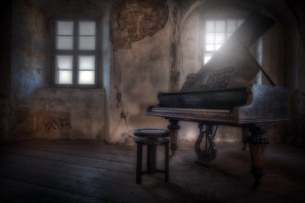 обоя музыка, -музыкальные инструменты, комната, окно, табурет, рояль, пианино