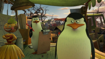 обоя мультфильмы, madagascar,  escape 2 africa, кукла, двое, пингвин