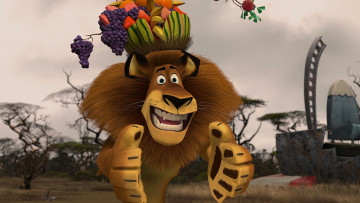 обоя мультфильмы, madagascar,  escape 2 africa, растения, лев, фрукты