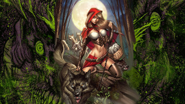 Картинка рисованное комиксы гримм сказки волк zenescope лес красная шапочка