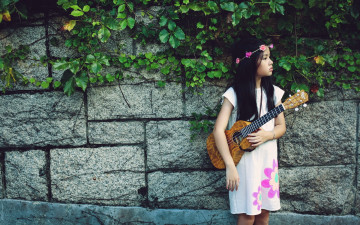 Картинка музыка -+другое гитара девушка растения венок