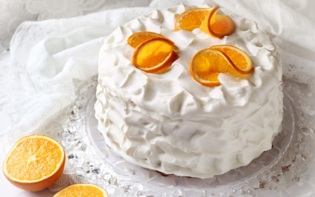 Обои картинки фото еда, торты, крем, торт, апельсин