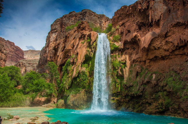 Обои картинки фото природа, водопады, водопад, скала, вода