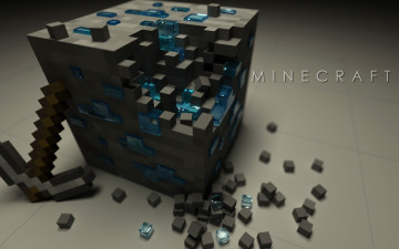 обоя видео игры, minecraft, куб, кирка