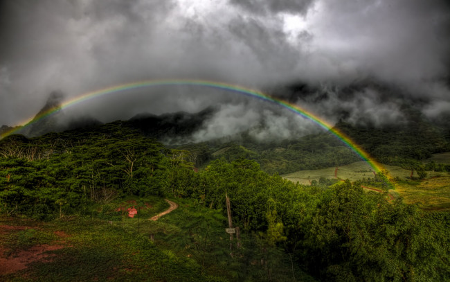 Обои картинки фото moorea, rainbow, природа, радуга