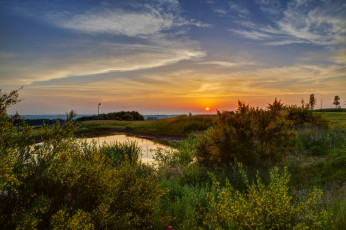Картинка германия эдигер эллер природа восходы закаты трава пейзаж пруд закат