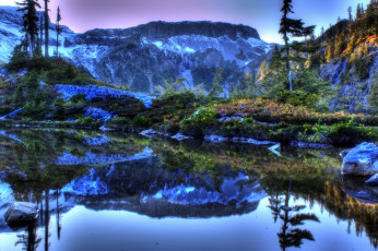 Картинка вашингтон сша природа реки озера дымка деревья лес озеро горы