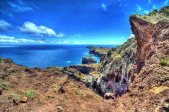 обоя португалия, madeira, природа, побережье, море, горизонт, скалы, облака