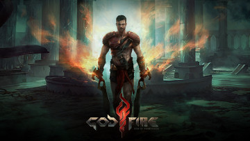 Картинка godfire rise of prometheus видео игры огонь меч доспехи мужчина колонны развалины ремень цепь воин