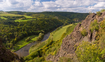 Картинка Чехия karlova ves природа пейзажи поля река лес