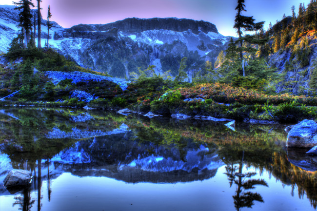Обои картинки фото вашингтон, сша, природа, реки, озера, дымка, деревья, лес, озеро, горы