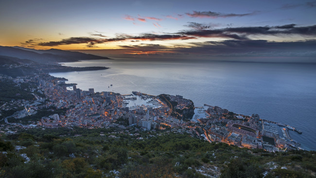 Обои картинки фото monte carlo, города, монте-карло , монако, рассвет, побережье