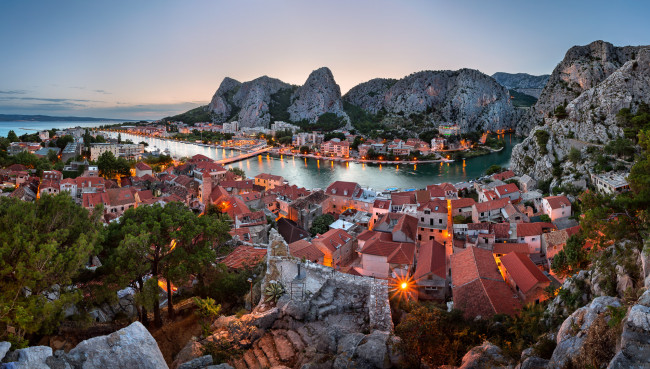 Обои картинки фото dalmatia,  croatia, города, - панорамы, побережье, поселок, река