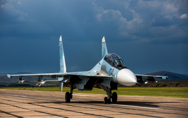 Обои картинки фото авиация, боевые самолёты, многоцелевой, истребитель, двухместный, российский, су-30см