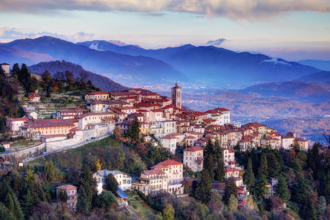 Обои картинки фото sacro monte,  varese, города, - панорамы, поселок, горы