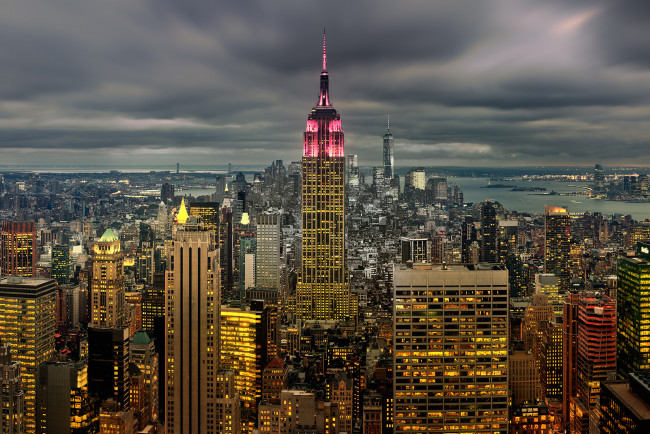 Обои картинки фото empire state, города, нью-йорк , сша, башня, небоскреб