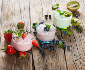 Картинка еда масло +молочные+продукты киви черника клубника ягоды йогурт