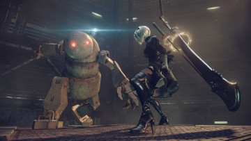Картинка видео+игры nier +automata 2в андроид девушка мечи робот бой