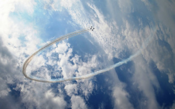 Картинка авиация боевые+самолёты пилотажная группа небо вираж истребитель