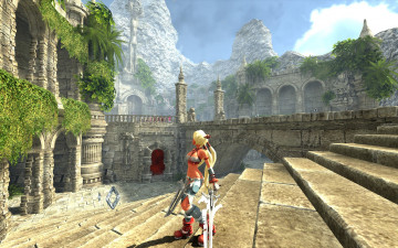 Картинка видео+игры x-blades девушка оружие ступени дворец горы