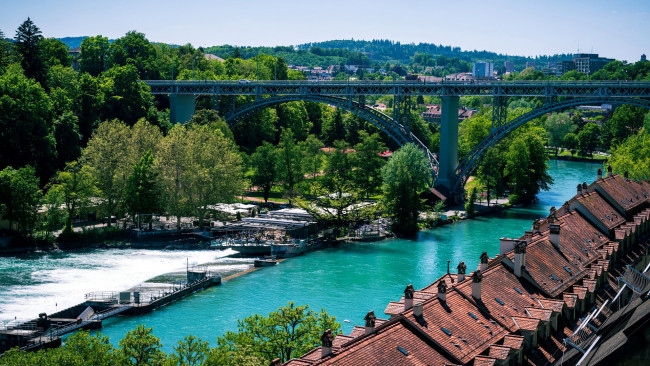 Обои картинки фото города, берн , швейцария, река, мост