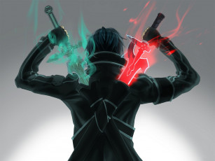 Картинка аниме sword art online sao черный мечник кирито кадзуто киригая