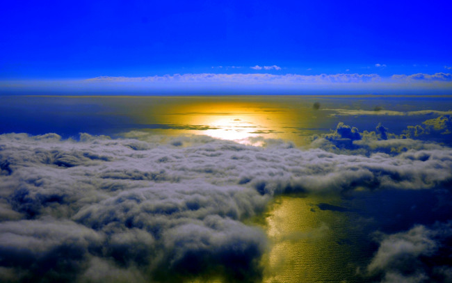 Обои картинки фото природа, облака, простор, океан, закат