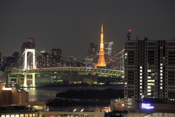 Картинка остров odaiba tokyo города токио Япония дома море ночь огни