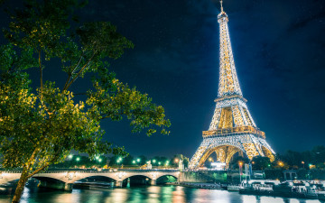 обоя paris, france, города, париж, франция, река, сена, мост, набережная, eiffel, tower, seine, river, эйфелева, башня