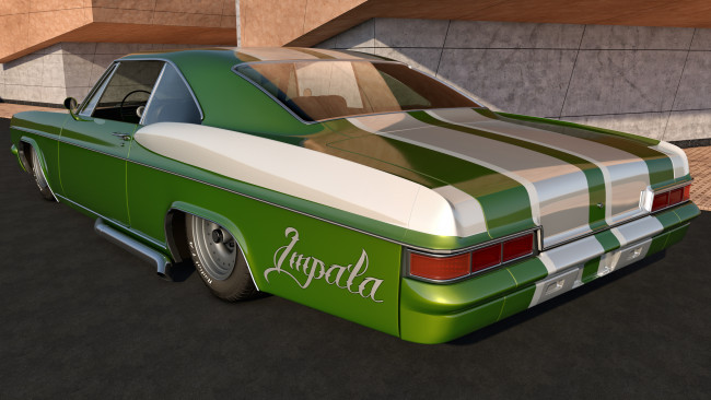 Обои картинки фото автомобили, 3д, impala, chevrolet, 1966
