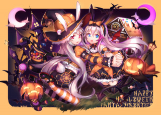 Картинка аниме магия +колдовство +halloween девочки праздник shennai misha tagme character арт fantasy frontier хеллоуин