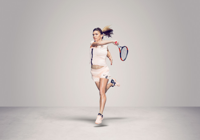 Обои картинки фото спорт, теннис, девушка, взгляд, фон, simona, halep