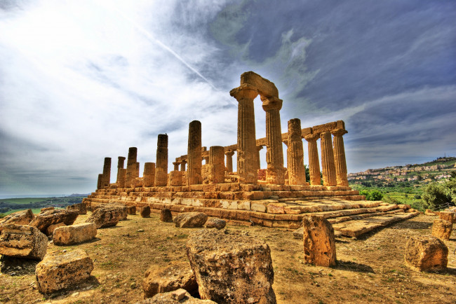 Обои картинки фото города, афины, греция, колонны, акрополь, руины