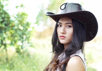 Картинка девушки -unsort+ азиатки лицо взгляд шляпа