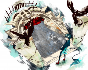 Картинка аниме ao+no+exorcist арт рин фон синий экзорцист