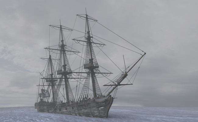 Обои картинки фото корабли, 3d, лед, море, корабль