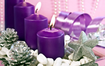 Картинка праздничные новогодние+свечи сиреневые свечи огоньки