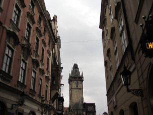 Картинка города прага+ Чехия часы башня