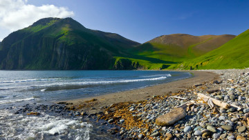 Картинка природа побережье горы озеро берег камни