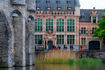 Картинка города гент+ бельгия канал старинные дома