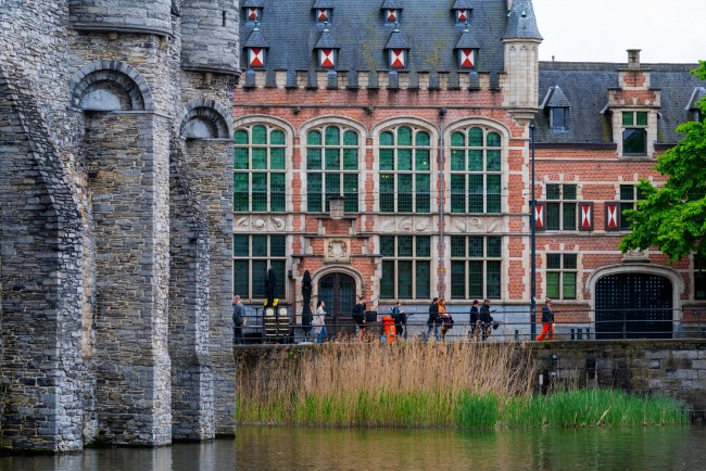 Обои картинки фото города, гент , бельгия, канал, старинные, дома